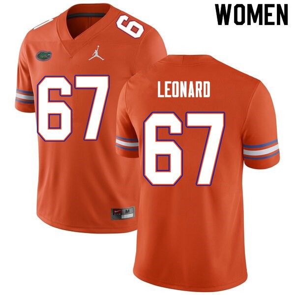 Women #67 Richie Leonard Florida Gators College Football Jersey Orange